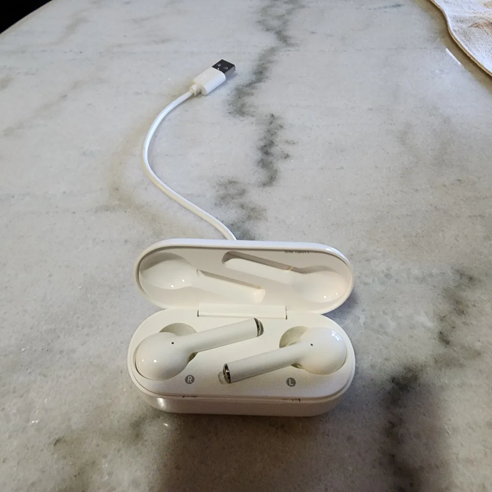 Sleek White Wireless Earbuds with Charging Case